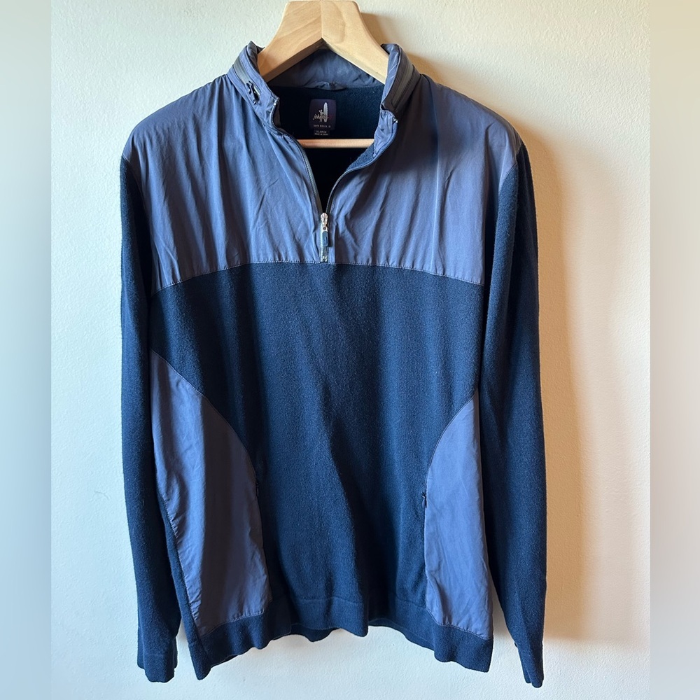 johnnie-O ODIN mixed Media Navy Quarter-Zip Pullover
